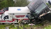 Ambulance crew injured after tractor trailer slams into N.Y. rig at crash scene