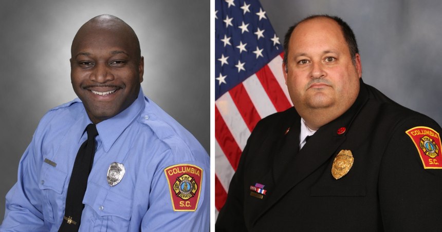 Columbia-Richland Chaplain Billie Lee Bright (left) died from COVID, and Battalion Chief Joseph Casey Desso following a brief illness.