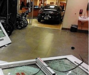 Early morning crash of a vehicle into the emergency department lobby.