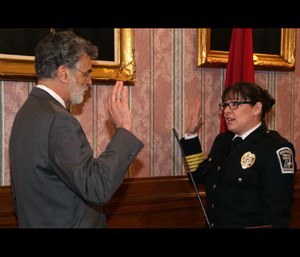 Nicole Carlton was sworn in as the first female EMS commissioner of Cleveland in 2016.