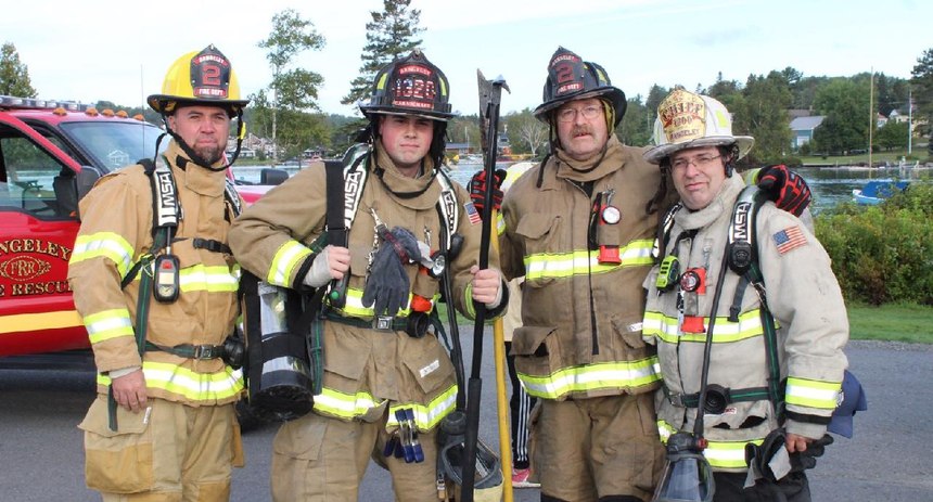 Carmichael (second from left) notes that he has many good influences in the fire service who can guide him on this path to becoming a fire chief.