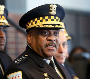 Chicago Police Superintendent Eddie Johnson speaks during a news conference Tuesday, March 26, 2019, after prosecutors abruptly dropped all charges against