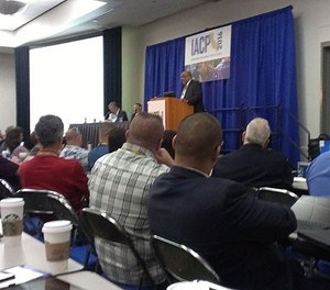 Chicago Police Superintendent Eddie Johnson speaks at a panel on crisis management at IACP 2016.