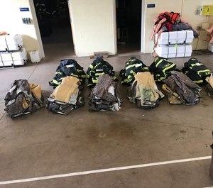 This broken down and tagged gear is ready to go in the extractor for a NFPA 1851 advance cleaning.
