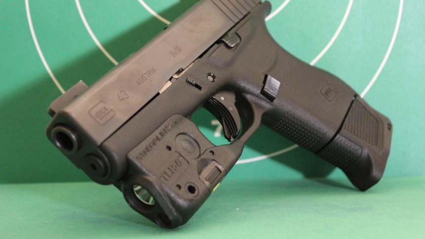 Streamlight's TLR-6 runs on two watch-sized batteries and has a run time of an hour (laser and light).