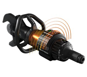 Holmatro's Pentheon Series battery is integrated into the handle, and provides real-time use data.