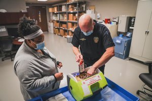 Gulf Coast Regional Blood Center employee Chynna Sands delivered the first shipment of whole blood and blood products to the Cy-Fair Fire Department on Jan. 5.