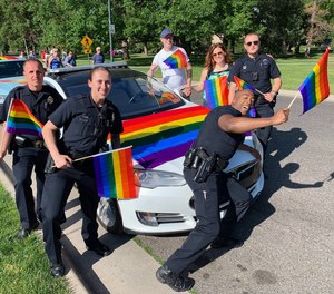 Denver police officers celebrate PrideFest in June of 2019.
