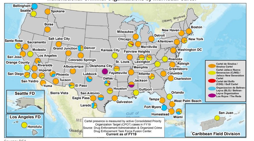 Figure 1: Mexican cartel areas of influence.