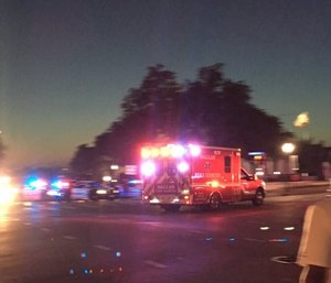 Ambulance responding to police officer shooting in Dallas Thursday.