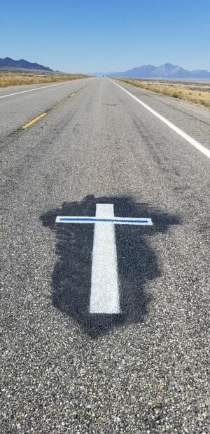 The scene where Nevada Highway Patrol Sgt. Ben Jenkins was killed on March 27, 2020. Officers in rural areas don’t just run solo patrol, they can be hours from backup, and just as far from medical care.