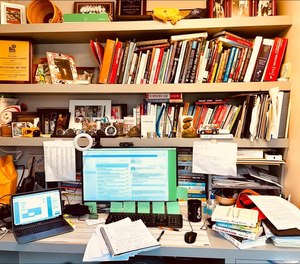 Pictured: One of Dr. Maia Dorsett's many bookshelves.