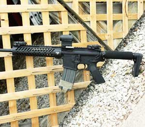 The Constant Carry comes with a single-point sling connection point and small sections of Picatinny rail which can be mounted at various points on the slim, aluminum handguards for adding practical gadgets like lights and foregrips.
