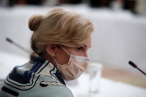 Dr. Deborah Birx, White House coronavirus response coordinator listens during a
