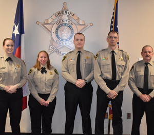 Denton County Detention Corporals Jim Terry, Caitlin Wells, James Spiars, Kimberly Whitright and Devon James pose for a photo after their December 2018 promotions.