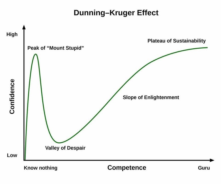 The Dunning-Kruger effect occurs when a person’s lack of knowledge and skills in a certain area cause them to overestimate their own competence. By contrast, this effect also causes those who excel in a given area to think the task is simple for everyone, and underestimate their relative abilities as well.