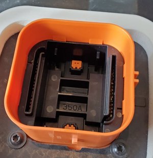 A service disconnect that shows high amperage – 350 amps.