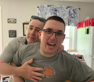 The author pictured with his son Liam.