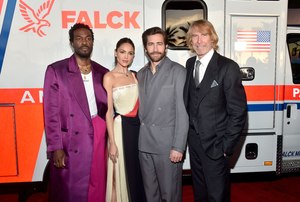 From left, Yahya Abdul-Mateen II, Eiza Gonzalez, Jake Gyllenhaal and Michael Bay attend the Los Angeles premiere of 