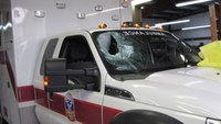 Ambulance attacked with chunk of concrete in Texas