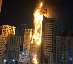 Nine people were injured in the blaze at the Abbco Tower in Sharjah's Al Nahda area, Sharjah government's media office said.