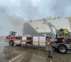 Eight Jacksonville Fire and Rescue firefighters were injured in an explosion during fire attack operations on a cargo ship at Blount Island.