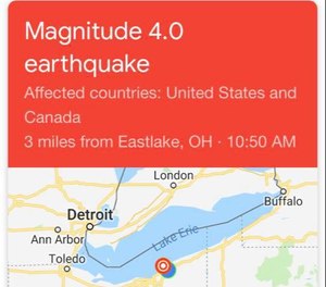 Fire department officials in the area said no injuries, nor property damage were reported because the quake. (Photo/ Mentor-on-the-Lake Police Department)