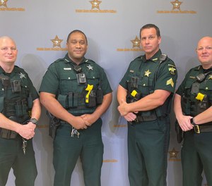 Deputy Terrell, Deputy Spencer, Deputy Sergeant Fuszner and Deputy Sergeant Burgett wear their custom load-bearing vests from BlueStone Safety.