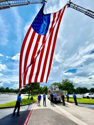 Houston firefighters prepare for the memorial service of Captain Tommy Searcy, who died from COVID-19 in September. (Photo/Houston Professional Fire Fighters Association)