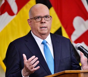 Gov. Larry Hogan provides updates on the state's COVID response at a State House press conference on Sept. 30.
