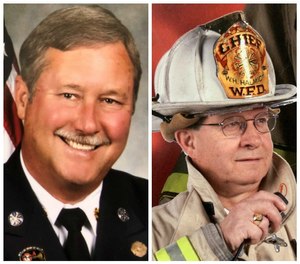 Pictured left to right: Alan Martin won the Career Fire Chief of the Year Award in 2014. Bill Halmich won the Volunteer Fire Chief of the Year Award in 2016.