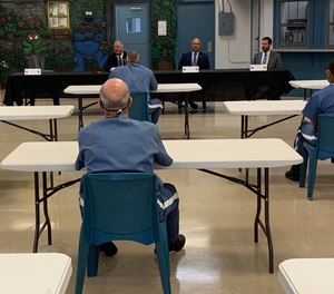 FDC Secretary Mark Inch addresses the inmate mentors who must be willing to dedicate their remaining time to developing and implementing the program.