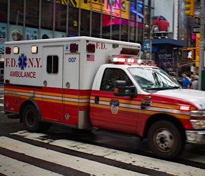 Surveillance footage captured a man drawing symbols of hate on FDNY ambulances.