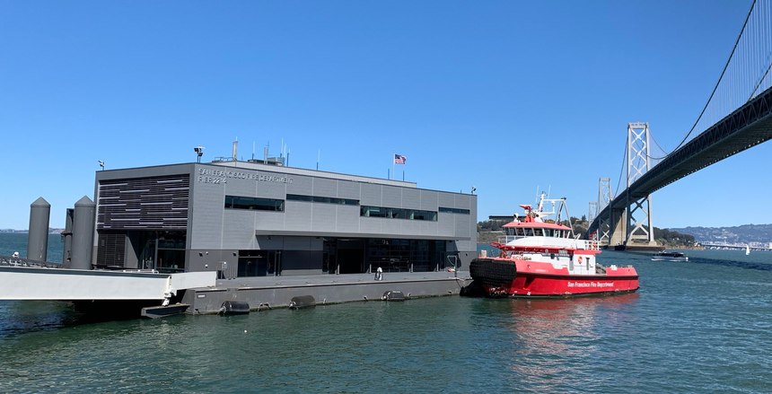 San Francisco Fire Station 35 encompasses both the original 1915 firehouse and the newly designed floating station.