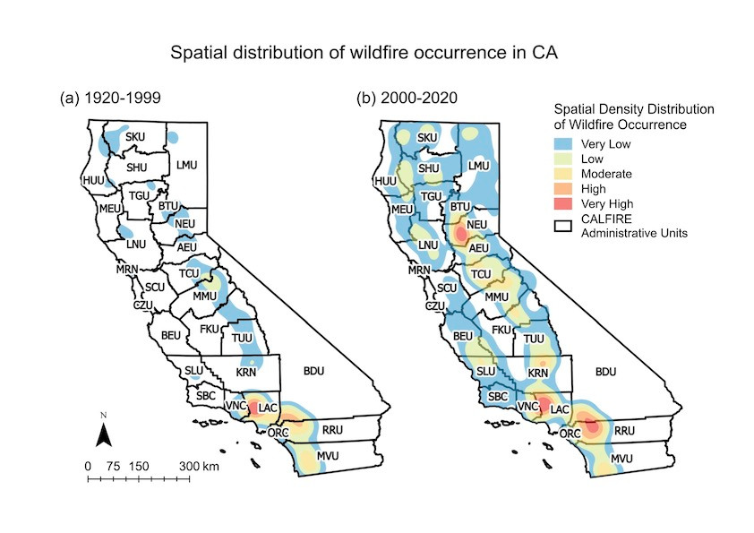 University of California, Irvine (UCI) civil and environmental engineers analyzed 100 years of state fire data, finding a significant growth in fire risk hotspots over the last two decades.