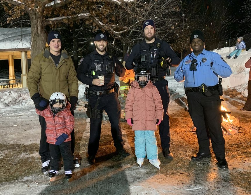 “Fire and Ice” community event with NSP Fire and Police with ice skating and bonfires.