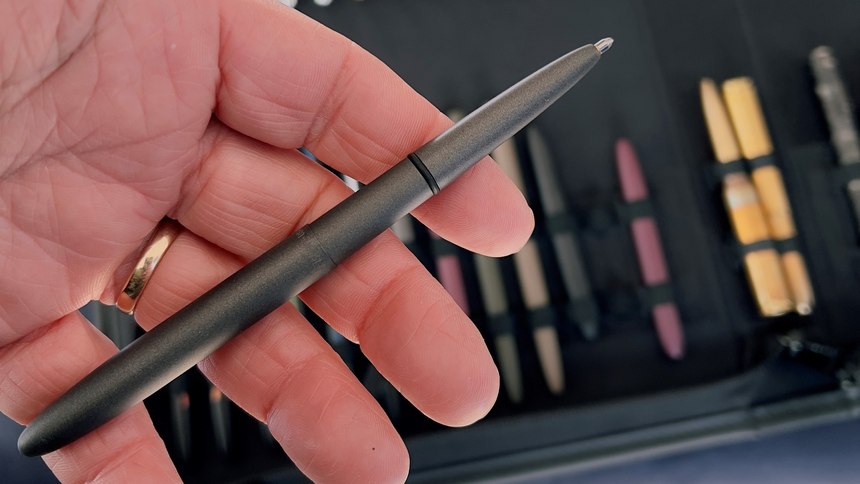 Fisher Space Pens introduced a new Tungsten Cerakote finish, making an almost indestructible pen more indestructible. Lindsey has had a Fasher Space Pen for 40 years. This one will last even longer.