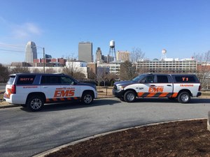 EMS providers at the Forsyth County EMS station at 911 E. Fifth St. treated the man who walked in with a gunshot wound.