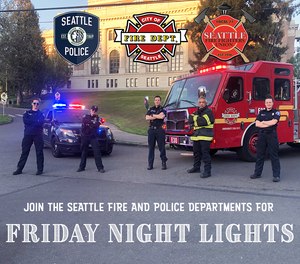 The Seattle Fire Department started Friday Night Lights where fire engines and ladder trucks drive slowly through residential areas with assisted living and long-term care facilities on Fridays from 6:30-7:30 p.m.