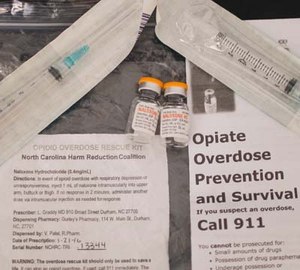 Contents of the naloxone kits distributed by Guilford County EMS. (Photo courtesy Hyun Namkoong)
