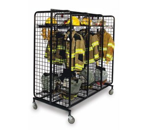 Mobile lockers provide a good tool for keeping soiled turnout gear off of the apparatus floor and other equipment in the station while awaiting its turn in the washer/dryer process.