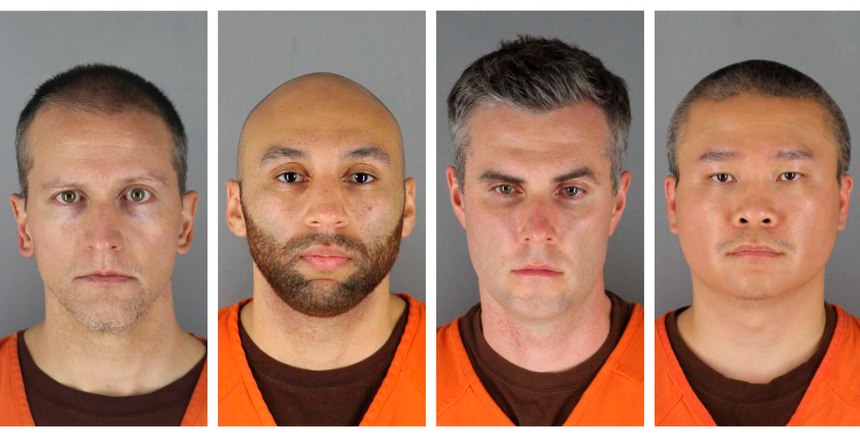 This combination of photos shows from left, former Minneapolis police officers Derek Chauvin, J. Alexander Kueng, Thomas Lane and Tou Thao.