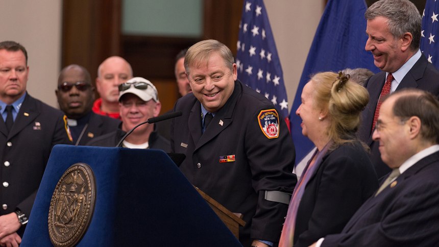 Retired 9/11 firefighter Ray Pfeifer, pictured in September 2016, always said he was lucky despite his cancer because he got to help others and see his kids grow.