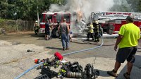 Photos: Pa. ladder truck catches fire during testing