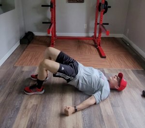 Bridge and marching bridge exercises can help you strengthen the hamstring, quads and glute muscles.