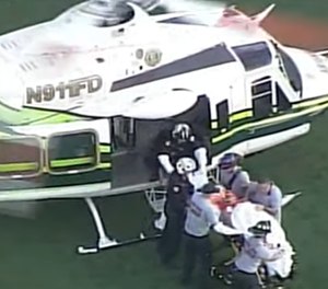 Gonzales suffered traumatic injuries in the fall and was airlifted to Jackson Memorial Hospital’s Ryder Trauma Center. (Photo/WPLG Local 10 screenshot)