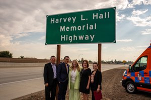 Assemblyman Rudy Salas (left), Assemblyman Vince Fong, Sen. Shannon Grove and Sen. Melissa Hurtado (pictured is her district representative Marisol Moreno) supported renaming a portion of the Westside Parkway in honor of California EMS pioneer Harvey L. Hall.