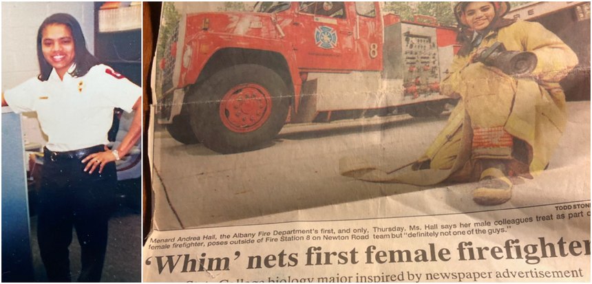Andrea Hall was the first and only woman in the department when she first joined the fire service in Albany, Georgia, in 1993.