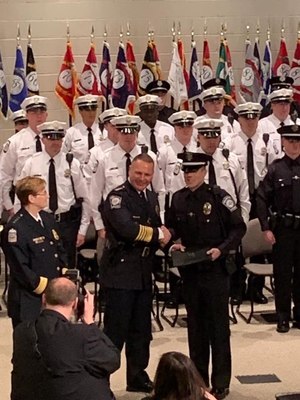 Hayes' son graduated from the Columbus (Ohio) Police Academy in January 2019.