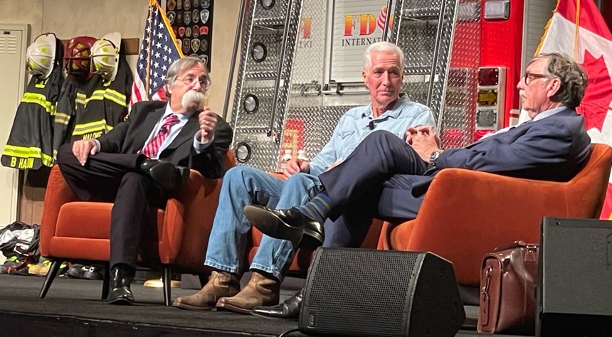 From left to right: Billy Goldfeder, Bobby Halton and Gordon Graham speak at FDIC.